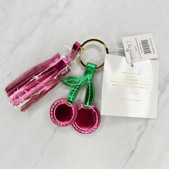 Slant Collections Metallic Cherry Tassel Keychain Keyring - Picture 8 of 12